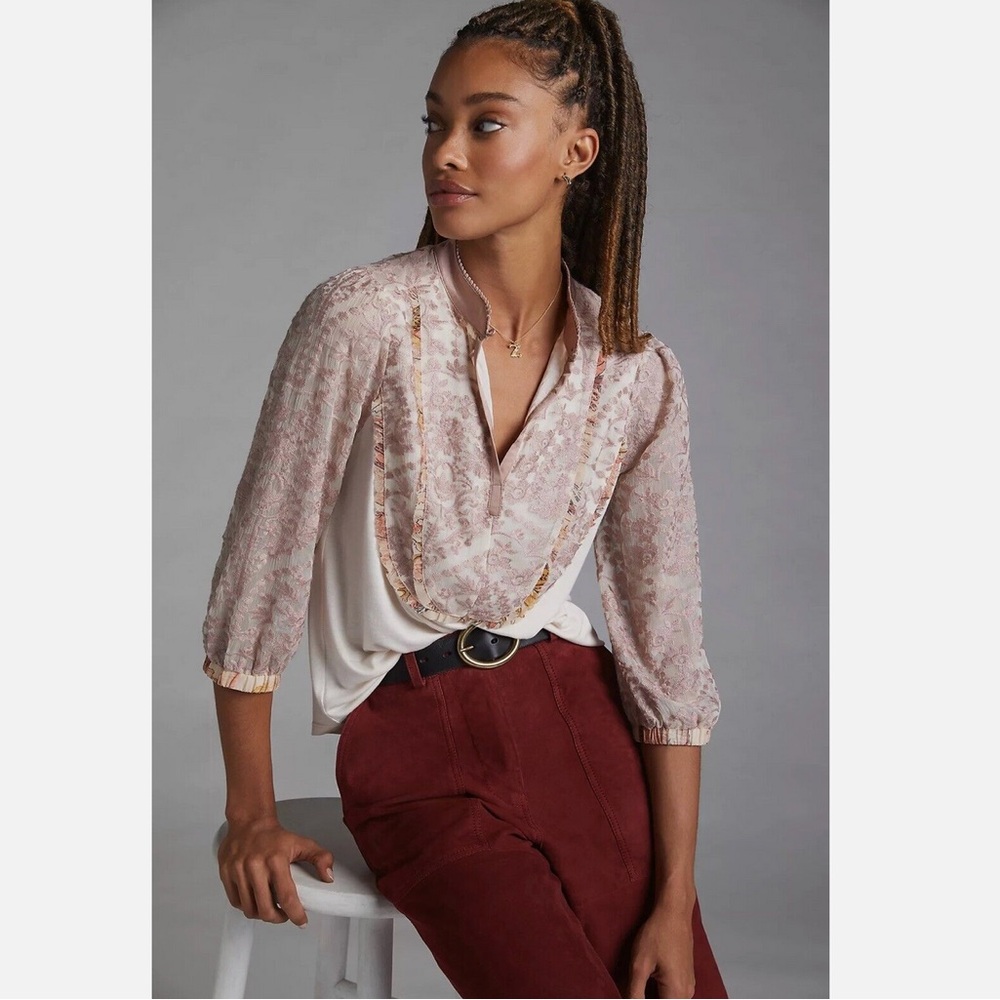 Tiny by Anthropologie Lace Bib Blouse